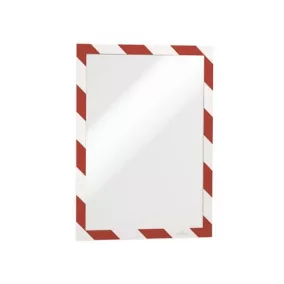   Infokeret, A4, öntapadó háttal, DURABLE "DURAFRAME SECURITY", piros-fehér