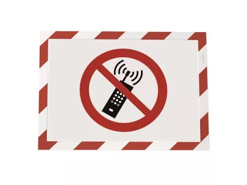 Infokeret, A4, öntapadó háttal, DURABLE "DURAFRAME SECURITY", piros-fehér