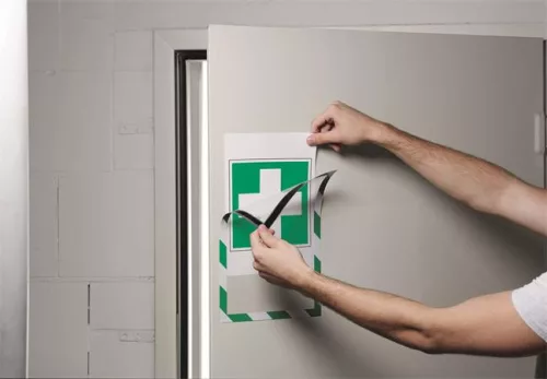 Infokeret, A4, mágneses, DURABLE "DURAFRAME® MAGNETIC SECURITY", zöld-fehér