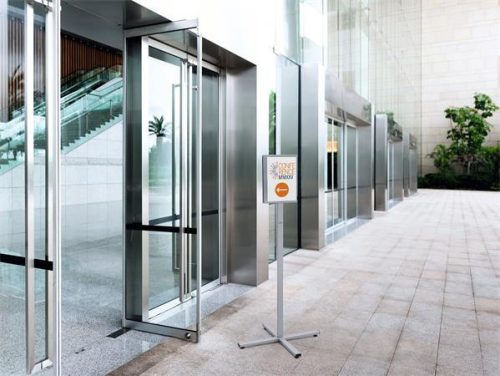 Padlóállvány, kültéri, A4, DURABLE "INFO STAND", antracit-szürke