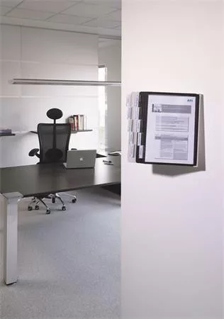 Bemutatótábla tartó, fali, 10 db bemutatótáblával, DURABLE "SHERPA WALL", szürke