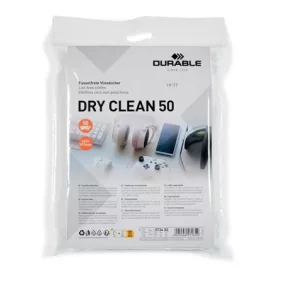   Tisztítókendő, képernyőhöz, 50 db, DURABLE "DRY CLEAN 50", fehér