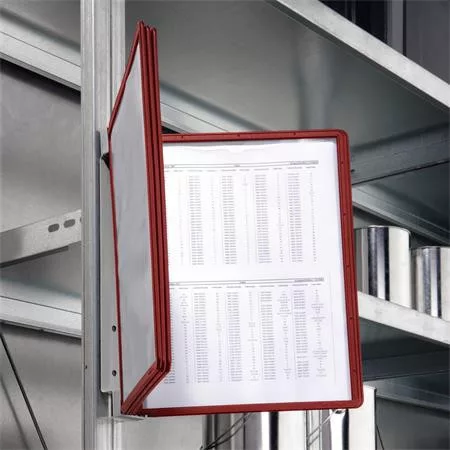 Bemutatótábla tartó, fali, mágneses, 5 db bemutatótáblával, DURABLE "VARIO® 5 MAGNET", piros