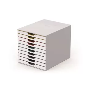   Irattároló, műanyag, 10 fiókos, DURABLE "VARICOLOR® 10", fehér