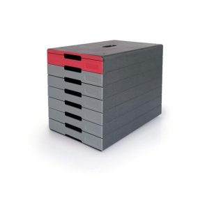   Irattároló, műanyag, 7 fiókos, DURABLE "Idealbox pro 7", piros