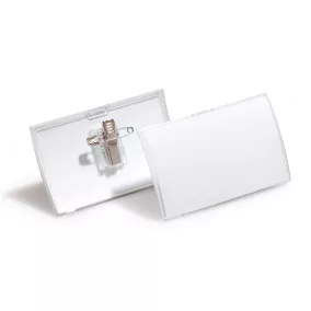   Névkitűző, csíptetővel és tűvel, PP, 40x75 mm, DURABLE "CLICK FOLD"