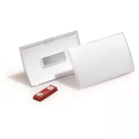   Névkitűző, mágneses, 54x90 mm, DURABLE "CLICK FOLD", áttetsző