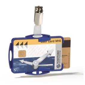   Azonosítókártya-tartó, 2 kártyához, nyitott, csiptetővel, DURABLE, kék