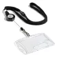   Azonosítókártya-tartó, kihúzható, karabineres, fekete nyakba akasztóval, DURABLE