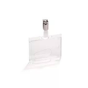   Azonosítókártya-tartó, nyitott, csíptetővel, átlátszó