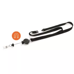  Azonosítókártya-tartó, kihúzható, patentos, nyakbaakasztóval, DURABLE "Extra Strong", fekete