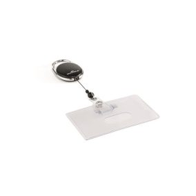   Azonosítókártya-tartó, kihúzható, karabineres, DURABLE "Style", fekete