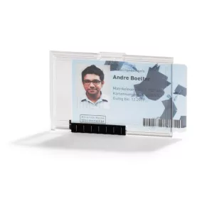   Azonosítókártya-tartó, 1 kártyához, zárt, DURABLE "PUSHBOX", áttetsző