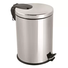   Rozsdamentes acél pedálos szemetes, kivehető műanyag vödörrel, 5L, fényes