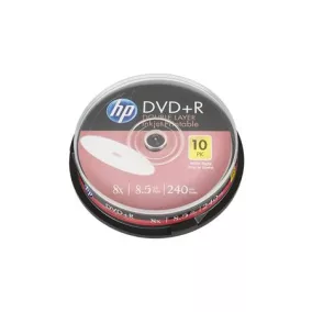   DVD+R lemez, nyomtatható, kétrétegű, 8,5GB, 8x, 10 db, hengeren, HP