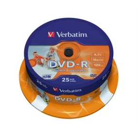   DVD-R lemez, nyomtatható, matt, ID, 4,7GB, 16x, 25 db, hengeren, VERBATIM