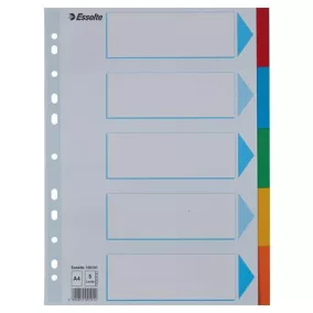   Regiszter, karton, A4, 5 részes, írható előlappal, ESSELTE "Standard", színes