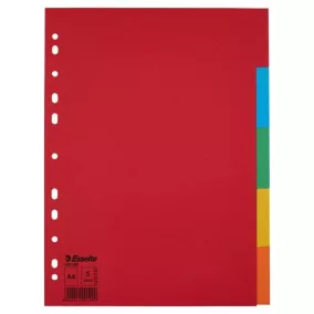   Regiszter, karton, A4, 5 részes, ESSELTE "Economy", színes