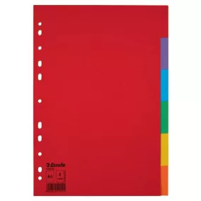  Regiszter, karton, A4, 6 részes, ESSELTE "Economy", színes