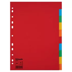   Regiszter, karton, A4, 10 részes, ESSELTE "Economy", színes