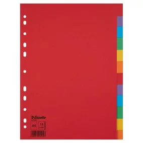   Regiszter, karton, A4, 12 részes, ESSELTE "Economy", színes