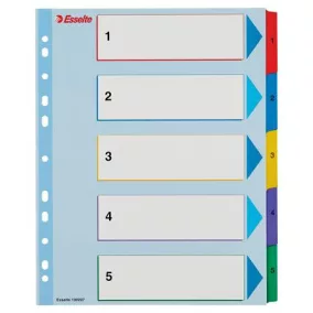   Regiszter, laminált karton, A4 maxi, 1-5, újraírható, ESSELTE