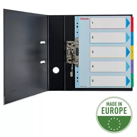Regiszter, laminált karton, A4 maxi, 1-5, újraírható, ESSELTE