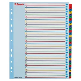   Regiszter, laminált karton, A4 Maxi, 1-31, újraírható, ESSELTE