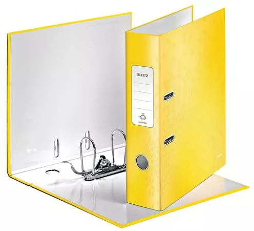 Iratrendező, 80 mm, A4, karton, LEITZ "180 Wow", sárga