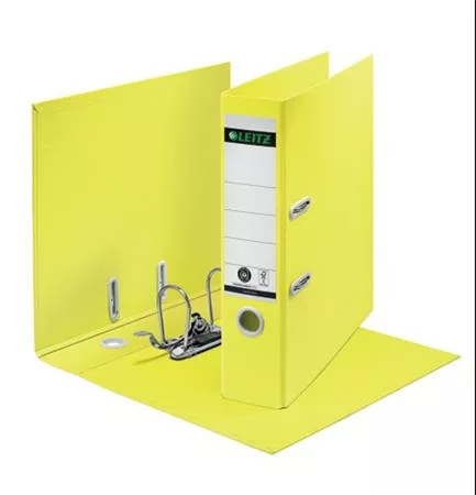 Iratrendező, 80 mm, A4, karton, újrahasznosított, LEITZ "180 Recycle", sárga