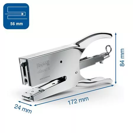 Tűzőgép, kézi, 24/6, 24/8, 50 lap, RAPID "K1 Classic", króm