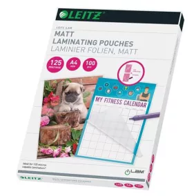   Meleglamináló fólia, 125 mikron, A4, matt, LEITZ "iLam"