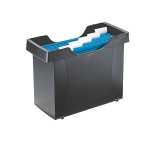   Függőmappa tároló, műanyag, 5 db függőmappával, LEITZ "Plus", fekete