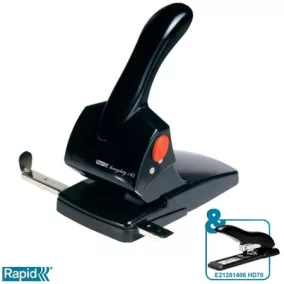   Lyukasztó, nagyteljesítményű, kétlyukú, 65 lap, RAPID "HDC65 Fashion", fekete