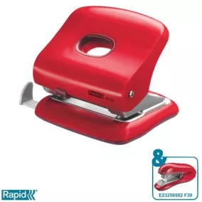   Lyukasztó, kétlyukú, 30 lap, RAPID "FC30", meggyvörös