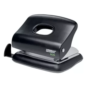   Lyukasztó, kétlyukú, újrahasznosított, 20 lap, RAPID "Eco 20", fekete