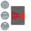 Spirálfüzet, A5, kockás, 90 lap, laminált karton borító, LEITZ "Office", szürke-piros