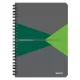 Spirálfüzet, A5, kockás, 90 lap, laminált karton borító, LEITZ "Office", szürke-zöld
