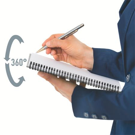 Spirálfüzet, A5, vonalas, 90 lap, laminált karton borító, LEITZ "Office", szürke-kék