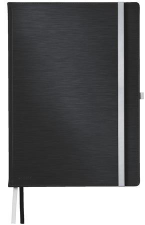 Jegyzetfüzet, A4, kockás, 80 lap, keményfedeles, LEITZ "Style", szaténfekete