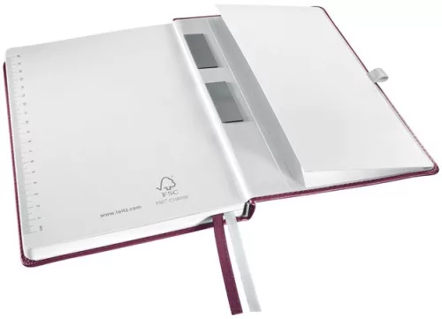 Jegyzetfüzet, A5, kockás, 80 lap, keményfedeles, LEITZ "Style", gránátvörös