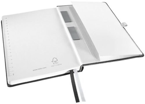 Jegyzetfüzet, A5, kockás, 80 lap, keményfedeles, LEITZ "Style", szaténfekete