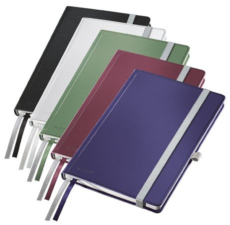 Jegyzetfüzet, A5, kockás, 80 lap, keményfedeles, LEITZ "Style", szaténfekete