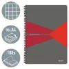 Spirálfüzet, A4, kockás, 90 lap, PP borító, LEITZ "Office", szürke-piros