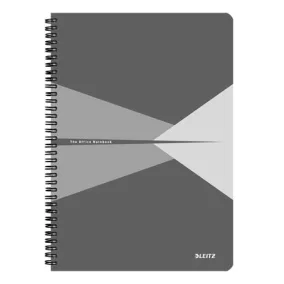   Spirálfüzet, A4, kockás, 90 lap, PP borító, LEITZ "Office", szürke