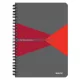 Spirálfüzet, A5, kockás, 90 lap, PP borító, LEITZ "Office", szürke-piros