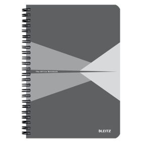   Spirálfüzet, A5, kockás, 90 lap, PP borító, LEITZ "Office", szürke