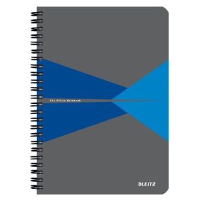   Spirálfüzet, A5, vonalas, 90 lap, PP borító, LEITZ "Office", szürke-kék