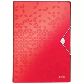   Harmonikamappa, A4, PP, 6 rekeszes, LEITZ "Wow", piros