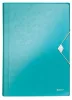 Harmonikamappa, A4, PP, 6 rekeszes, LEITZ "Wow", jégkék